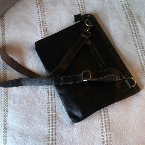 Black Leather and Embroidered Crossbody Bag - Picture 5 of 8